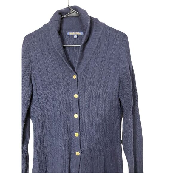 Brooks Brothers Knit Blue Cashmere Blend Button Front Cardigan Sweater Size M - Picture 2 of 9